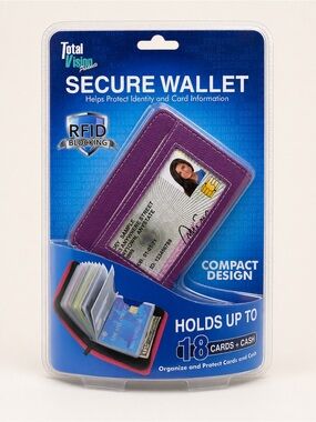 Total Vision Secure Wallet RFID Blocking Compact Card Holder Purple